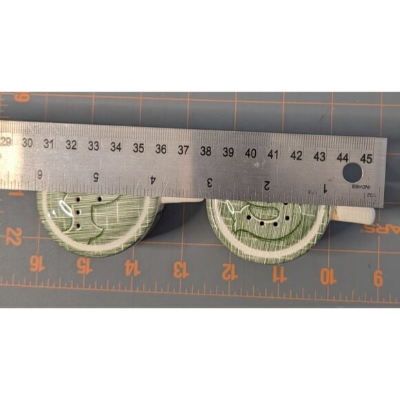 Royal Salt & Pepper Shakers Handle Vintage Green Pattern Ceramic - Picture 11 of 11